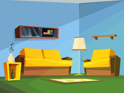 橙色与蓝色的温馨碰撞 卡通风格卧室客厅一隅